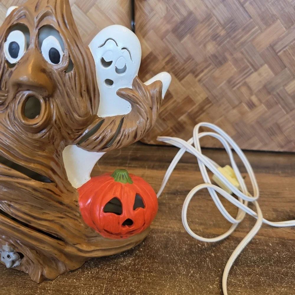 Halloween Tree Ghost Pumpkin Mouse Ceramic Light Holiday Decorations Vintage‎